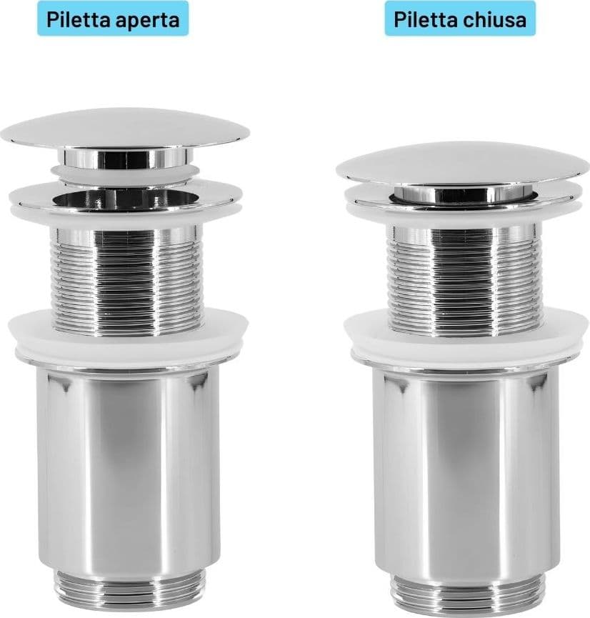 Piletta Universale Miscelatore Ottone Lavabo Bidet Click Clack Tappo Vasca Bagno - 9