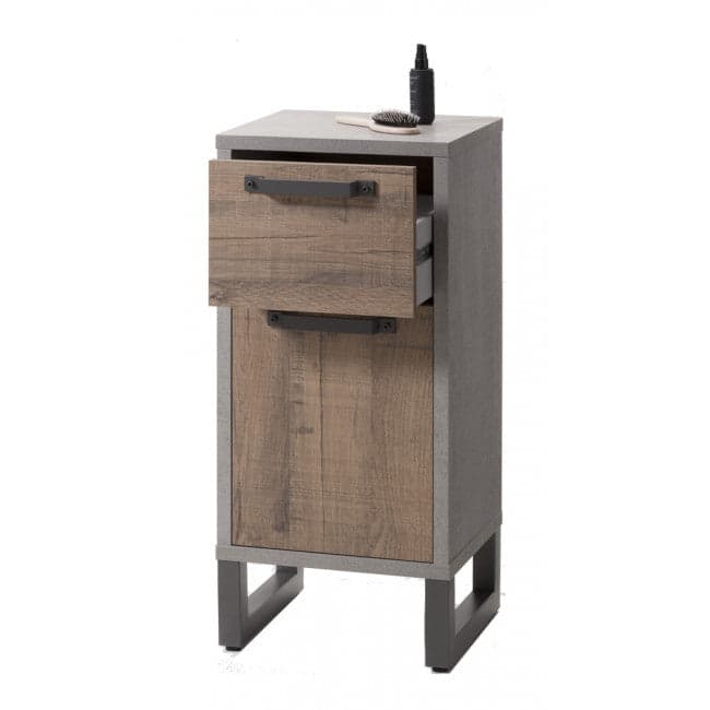 Base singola da bagno Industrial Rovere e Cemento con 1 anta ed 1 cassetto h 87 cm in Mobili a terra Decor Space - Altamura, commercioVirtuoso.it
