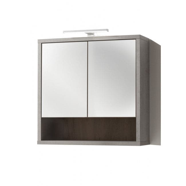 Specchiera da Bagno "Industrial" mobile sospeso con 2 ante specchiate e faretto e LED in Mobili a muro Decor Space - Altamura, commercioVirtuoso.it