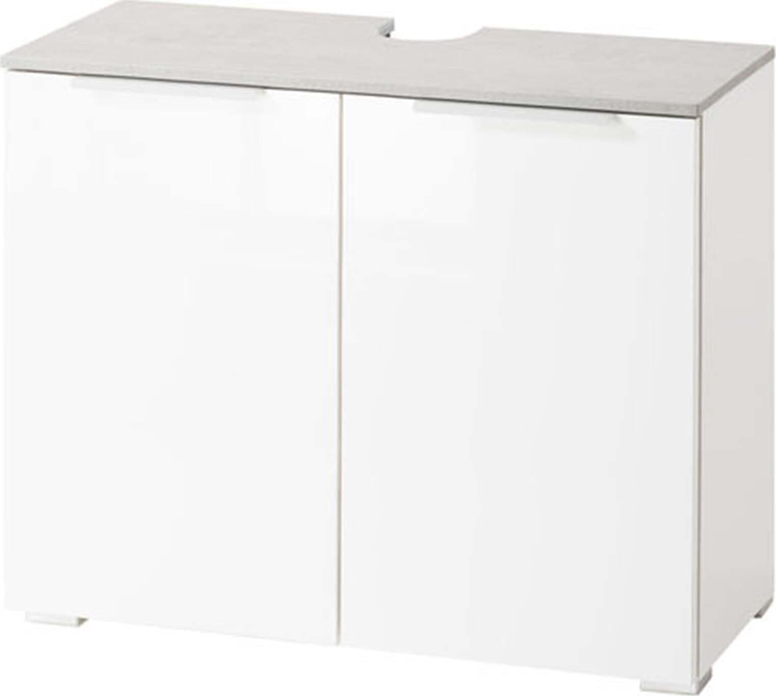 Sotto lavello da bagno bianco lucido e cemento h 58 cm con 2 ante in legno Casa e cucina/Bagno/Mobili da bagno/Mobiletti e armadietti/Mobili a terra Decor Space - Altamura, Commerciovirtuoso.it