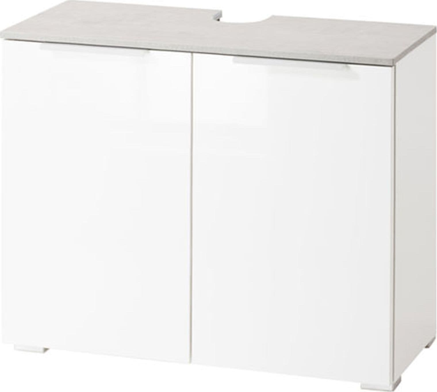 Sotto lavello da bagno bianco lucido e cemento h 58 cm con 2 ante in legno in Mobili a terra Decor Space - Altamura, commercioVirtuoso.it
