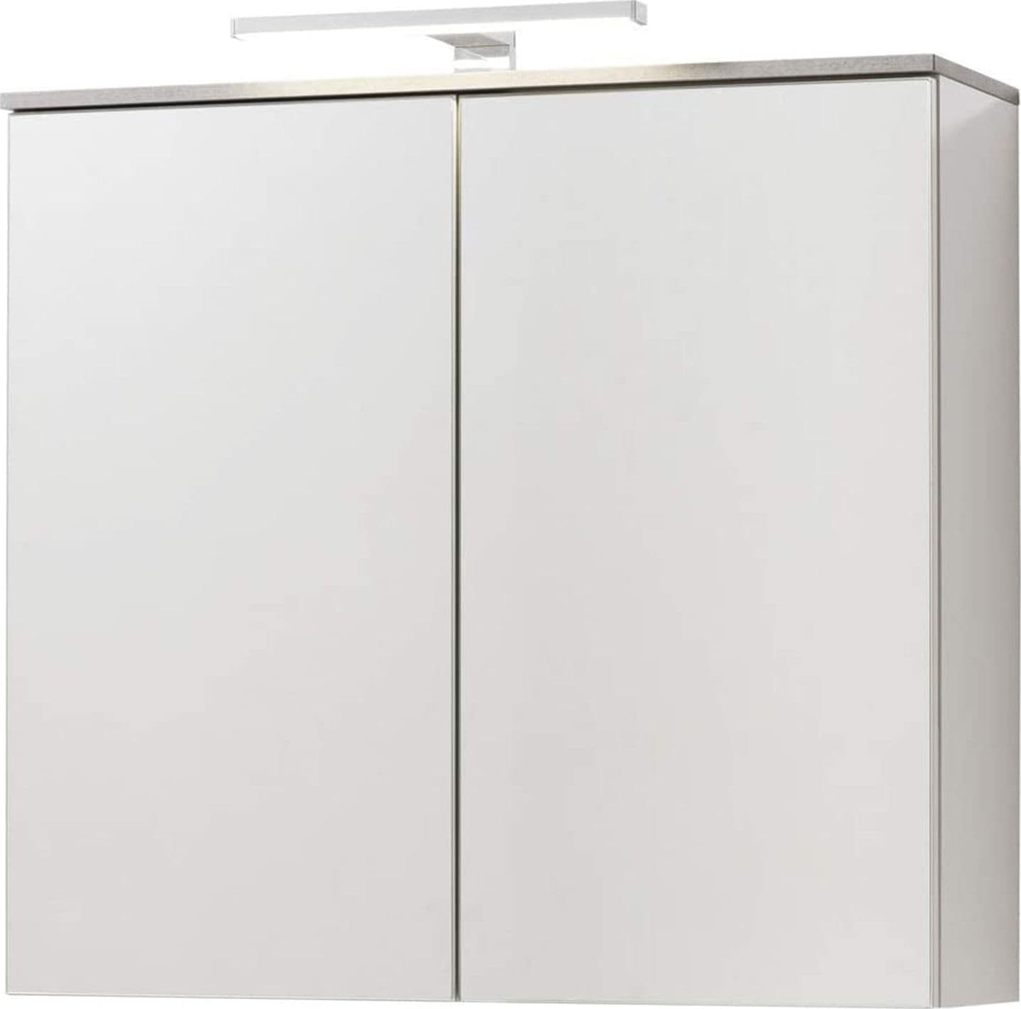 Pensile da Bagno Galaverna Bianco Lucido e Cemento con 2 ante Specchiate con Lampade a LED in Mobili a muro Decor Space - Altamura, commercioVirtuoso.it