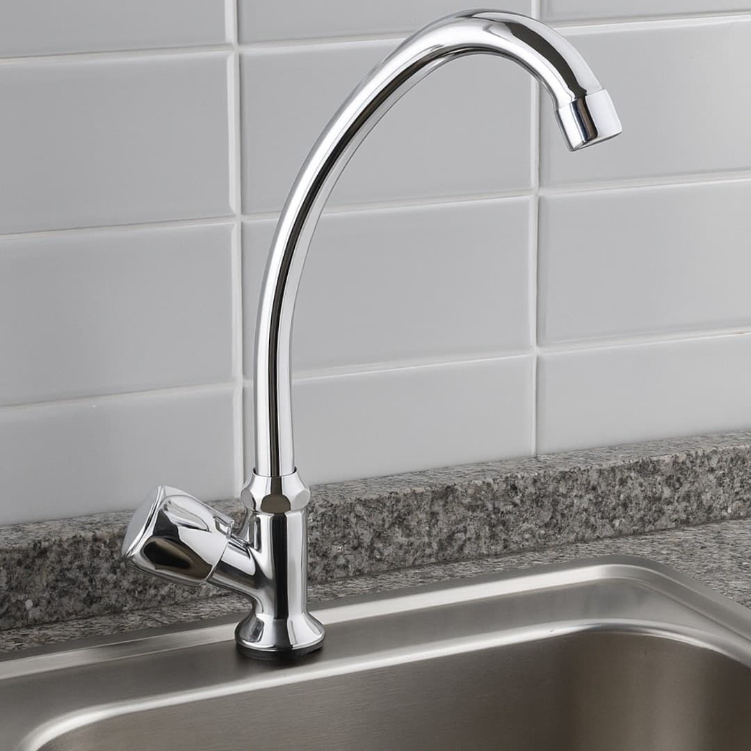 Rubinetto Ad Incasso ONE Canna Alta in Ottone Cucina con Erogazione Orientabile - 3