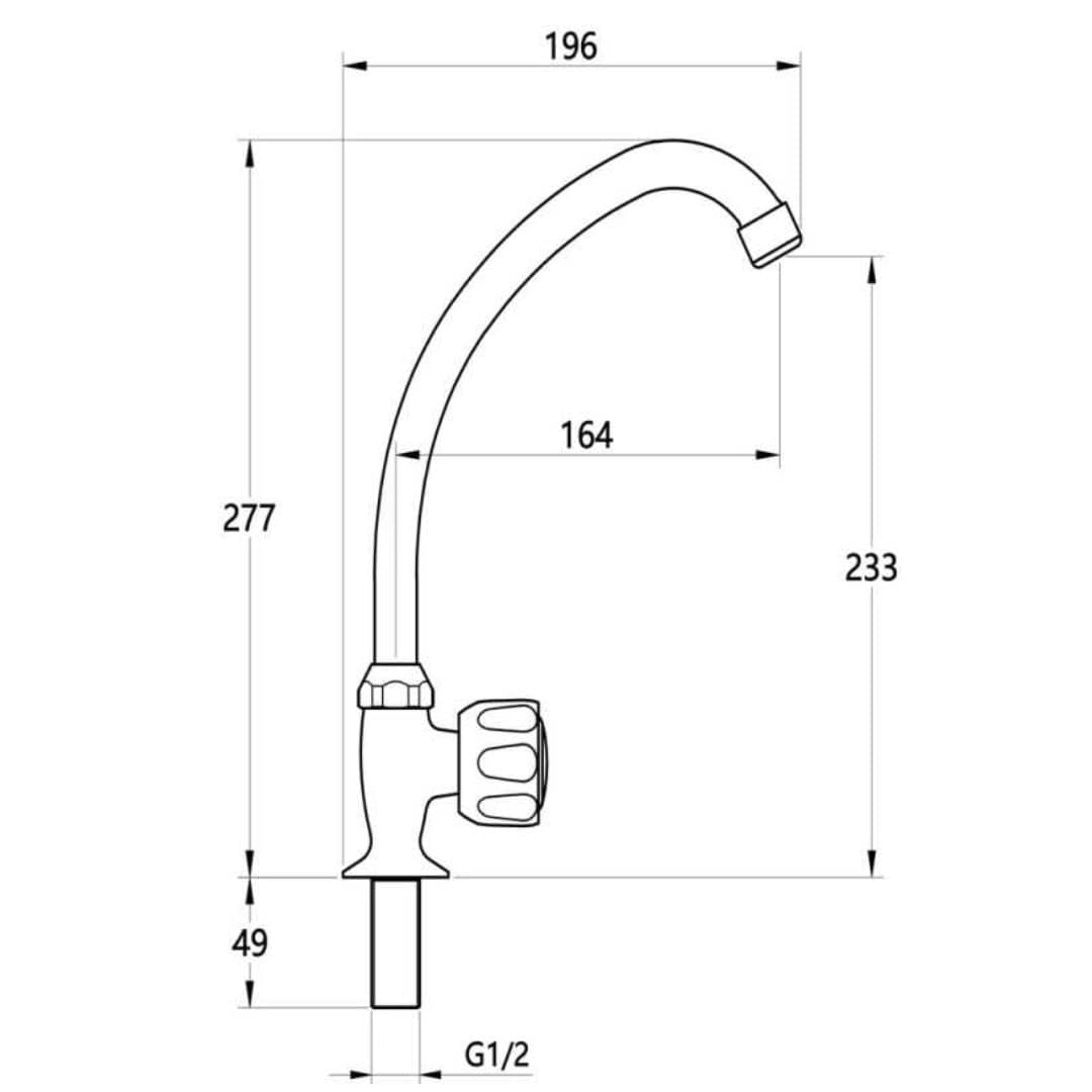 Rubinetto Ad Incasso ONE Canna Alta in Ottone Cucina con Erogazione Orientabile - 4