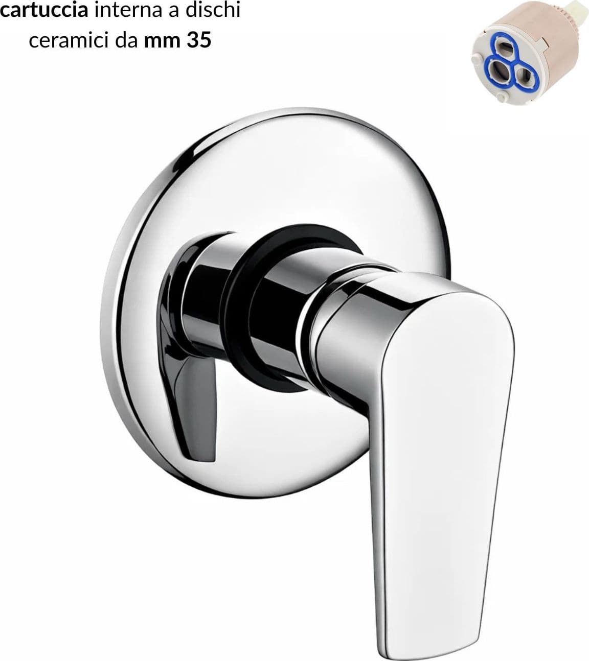 Miscelatore Doccia Incasso Ottone Cromato Cromo Acqua Calda  Fredda - 3