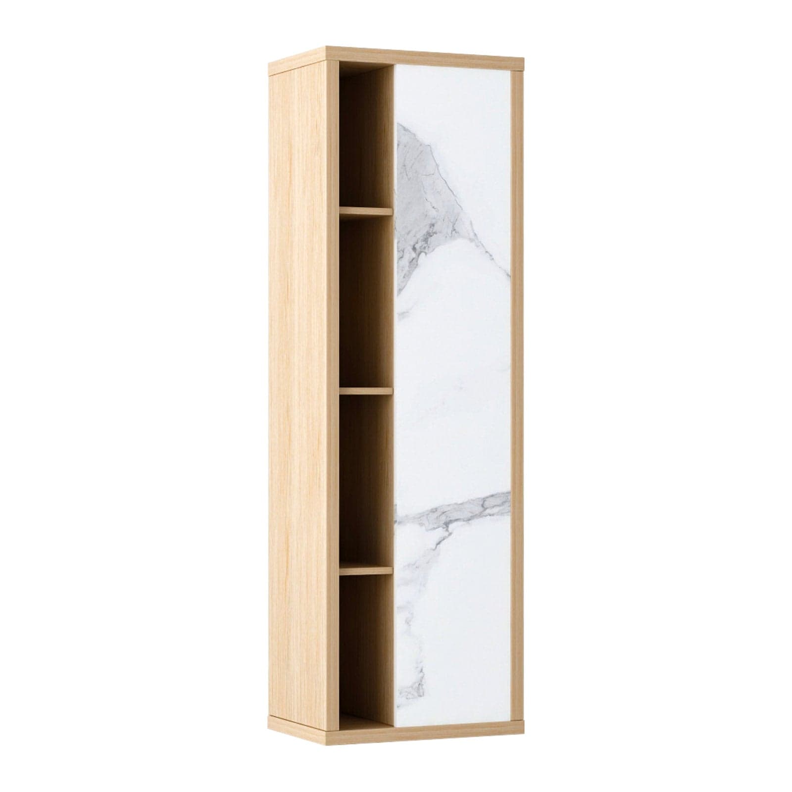 Mobili da bagno sospeso completo con lavabo, colonna e cassettiera rovere e marmo - 22