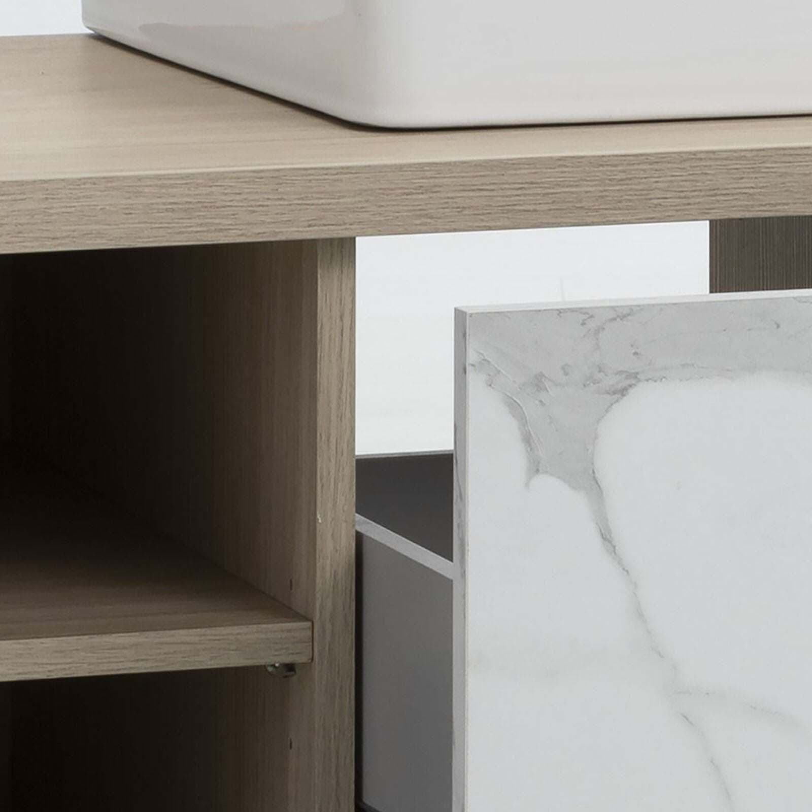 Mobili da bagno sospeso completo con lavabo, colonna e cassettiera rovere e marmo Casa e cucina/Bagno/Mobili da bagno/Mobiletti e armadietti/Mobili a terra Decor Space - Altamura, Commerciovirtuoso.it