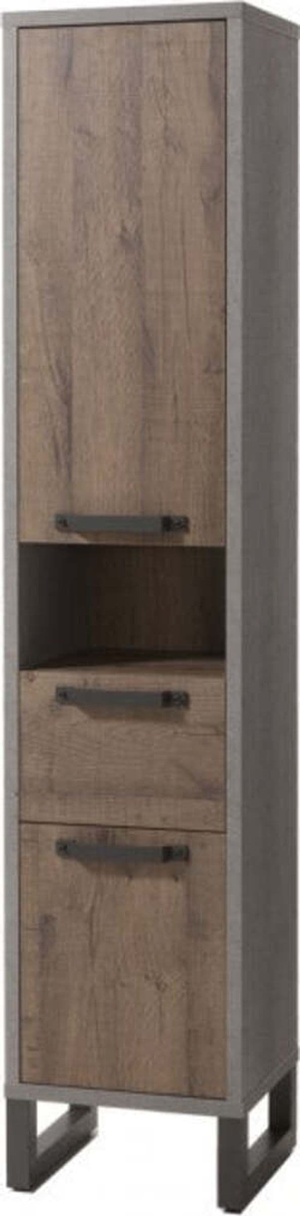 Colonna da bagno 2 Ante ed 1 Cassetto stile Industrial grigio e rovere h 190 cm Casa e cucina/Bagno/Mobili da bagno/Mobiletti e armadietti/Mobili a terra Decor Space - Altamura, Commerciovirtuoso.it