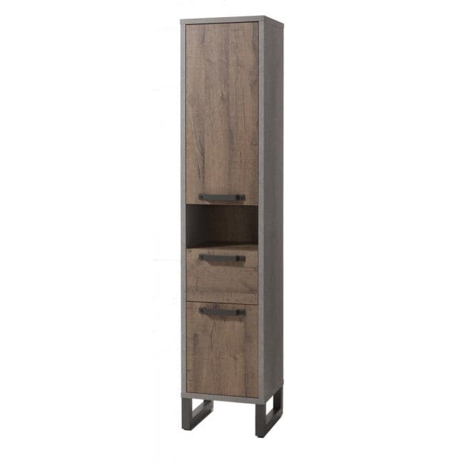 Colonna da bagno 2 Ante ed 1 Cassetto stile Industrial grigio e rovere h 190 cm in Mobili a terra Decor Space - Altamura, commercioVirtuoso.it