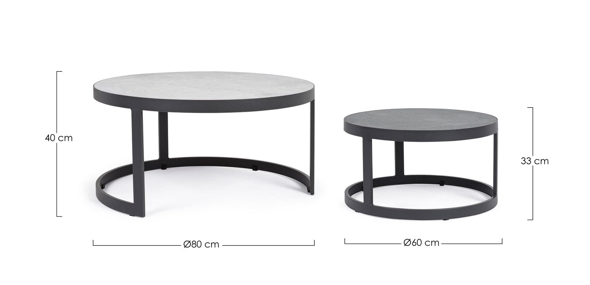 Tavolini "jacob" Con Struttura In Allumino Verniciato, Piano In Ceramica, Per Esterno Giardino e giardinaggio/Arredamento da giardino e accessori/Tavoli e tavolini/Tavolini da appoggio Decor Space - Altamura, Commerciovirtuoso.it