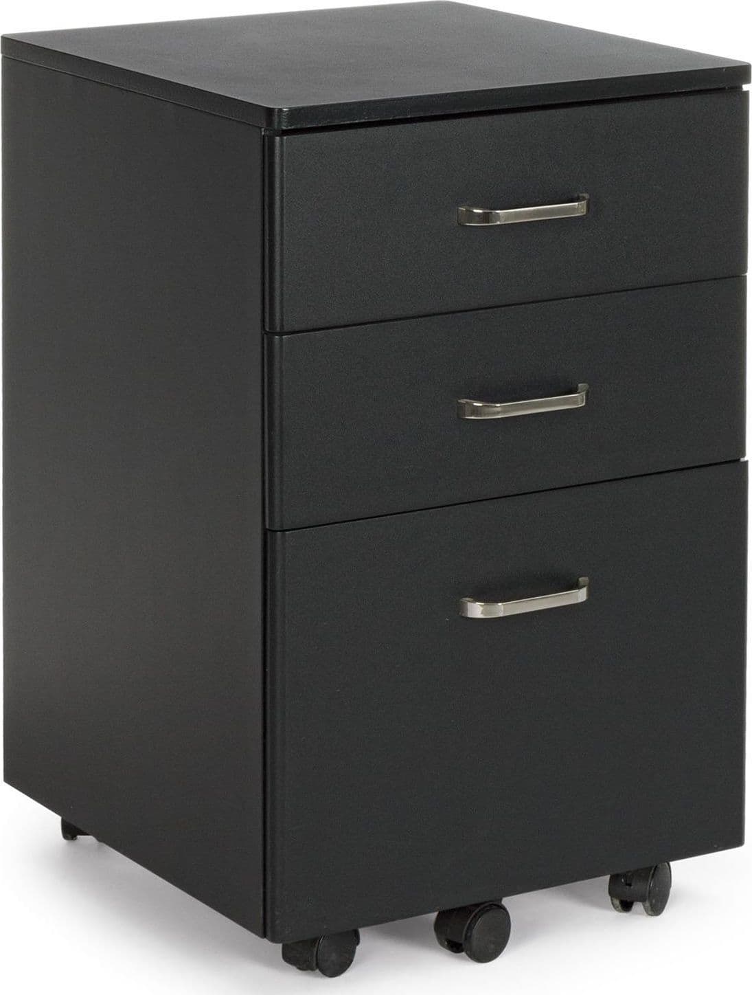 Cassettiera da ufficio "Nadir" con ruote e 3 cassetti per scrivania altezza 65 cm – Nero – Andrea Bizzotto Spa – armadio