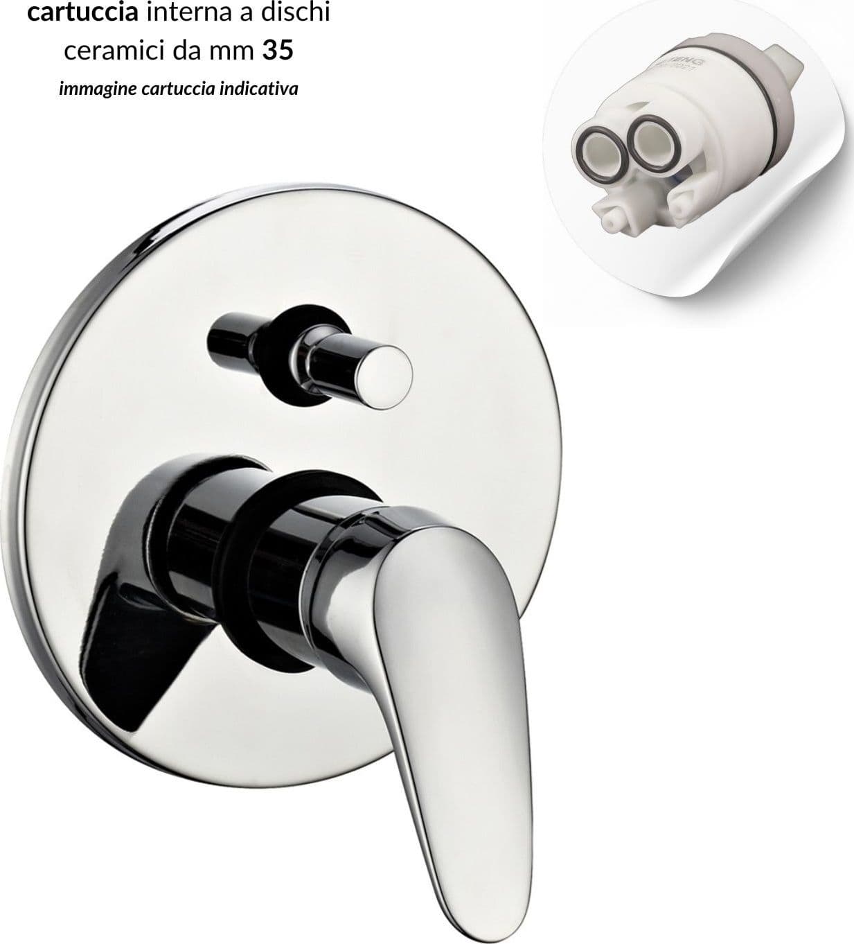 Miscelatore Doccia Parete Europa Incasso con Deviatore Ottone Colore Cromato - 3