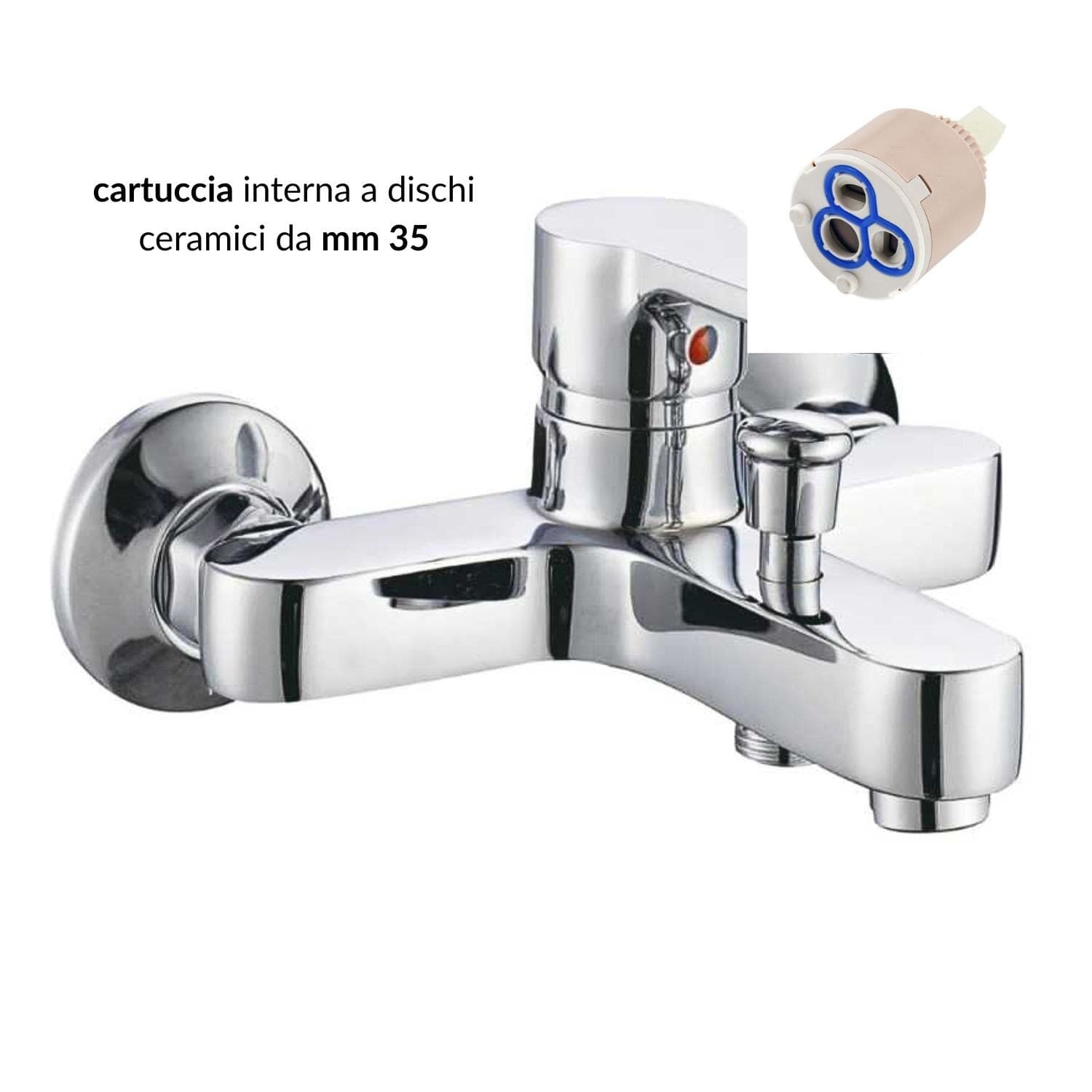 Miscelatore Monocomando Per Vasca Serie Antartide Cromo Lucido - 3