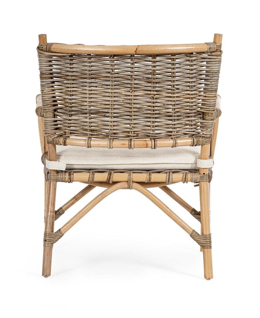 Poltrona "Tarifa" con cuscini, struttura in rattan, intreccio in kubu, per esterno in Poltrone Decor Space - Altamura, commercioVirtuoso.it