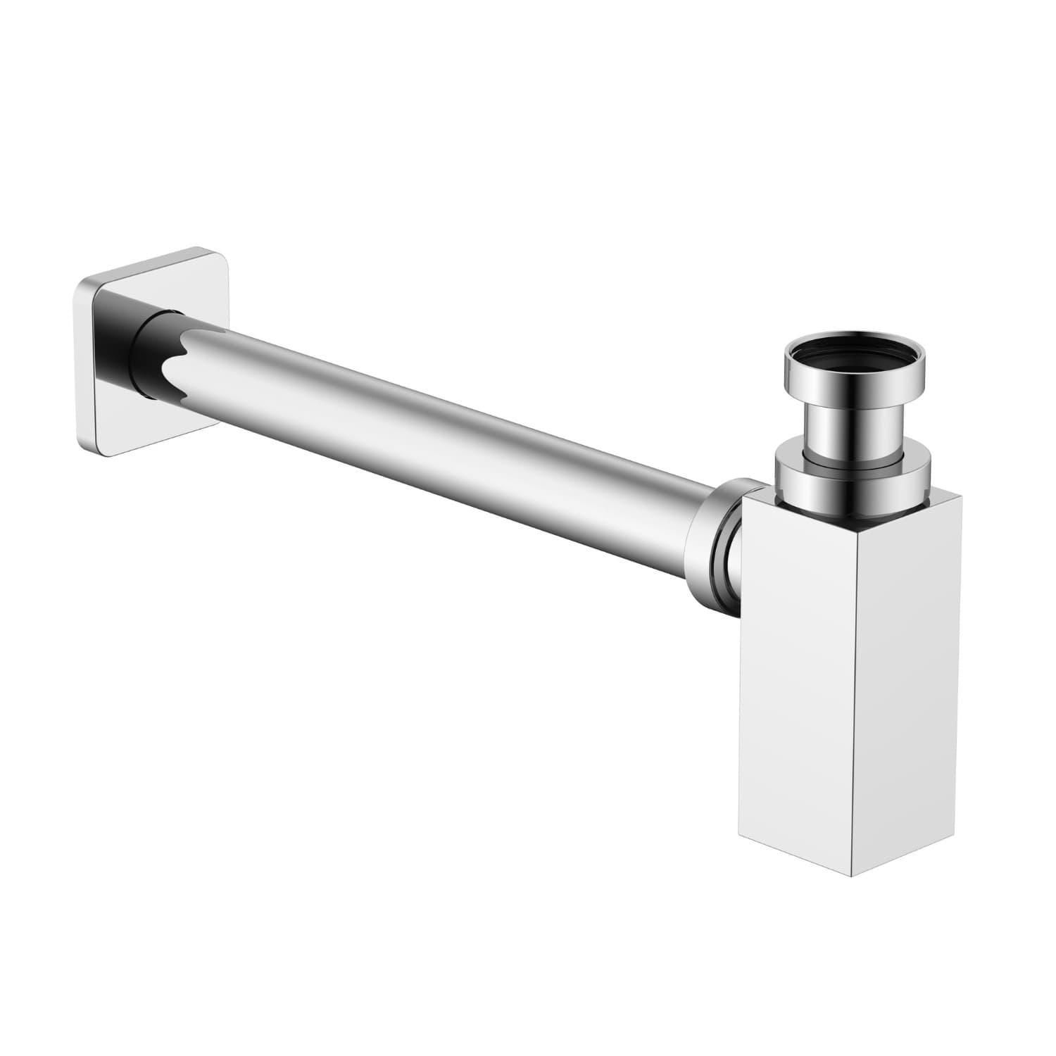 Sifone Tubo di Scarico in Ottone Cromato Quadro per Lavabo Lavandino Bagno da 1.1/4” - 7