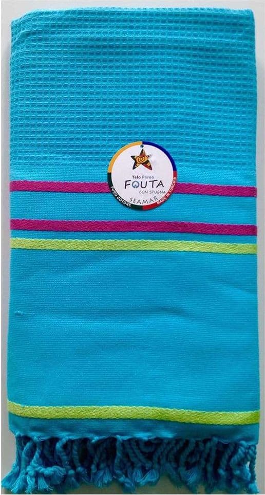 SEAMAR - TELO MARE FOUTA SPUGNA COTONE NIDO D'APE 90X160 RIFINITO CON FRANGE - 8