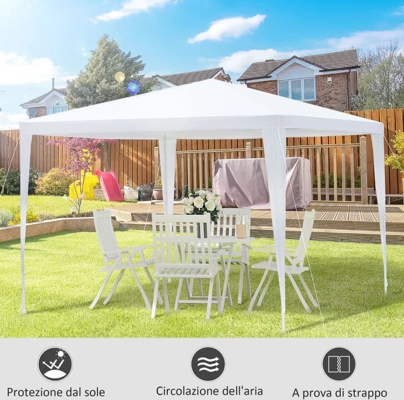 Gazebo "Oasis" Bianco da giardino 3 x 3 mt per esterno impermeabile in Gazebo Decor Space - Altamura, commercioVirtuoso.it
