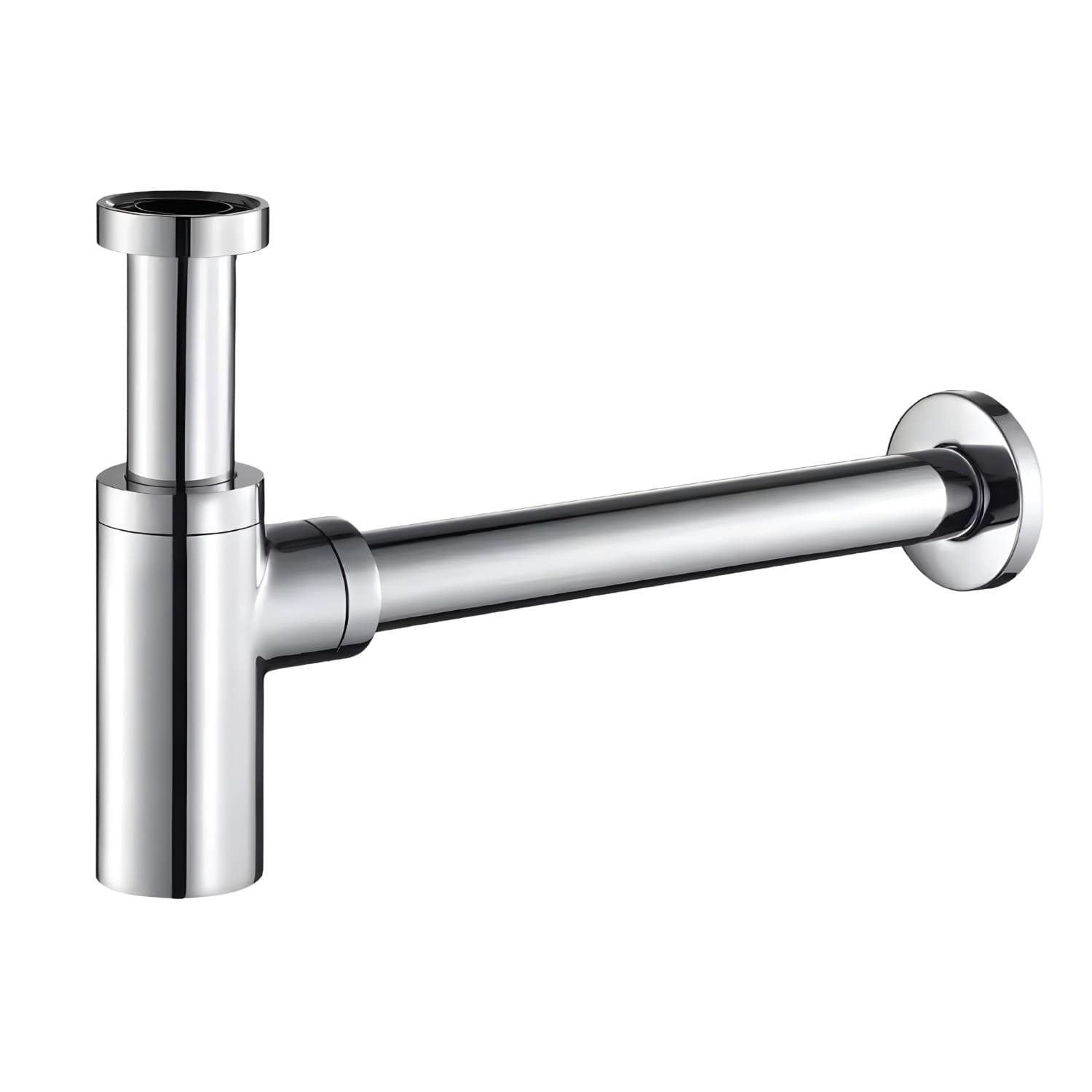 Sifone Tubo di Scarico in Ottone Cromato Tondo per Lavabo Lavandino Bagno da 1.1/4 - 8