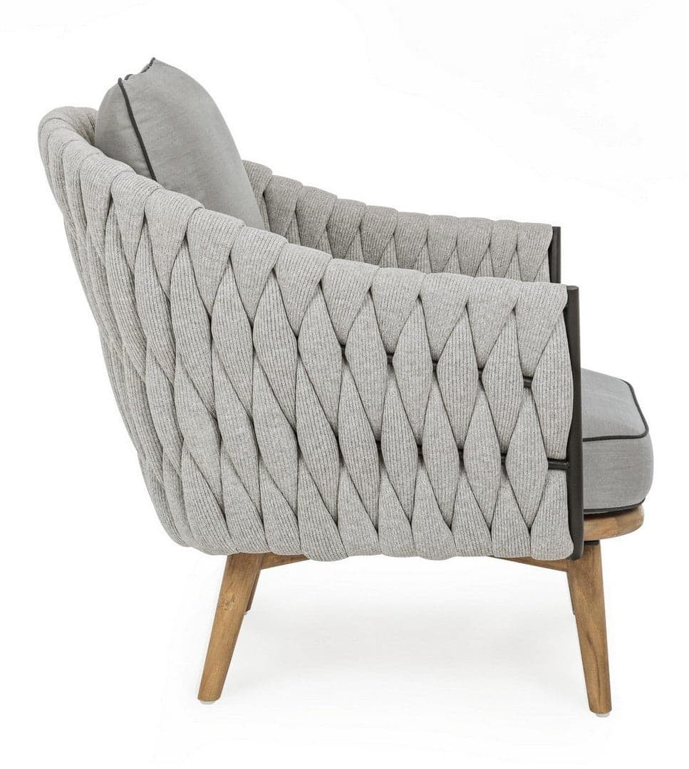 Poltrona "Xenia" con cuscini, struttura in alluminio verniciato, gambe in legno per esterno in Poltrone Decor Space - Altamura, commercioVirtuoso.it