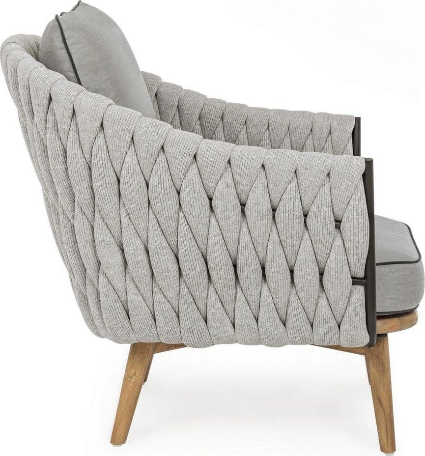 Poltrona "xenia" Con Cuscini, Struttura In Alluminio Verniciato, Gambe In Legno Per Esterno Giardino e giardinaggio/Arredamento da giardino e accessori/Poltrone Decor Space - Altamura, Commerciovirtuoso.it