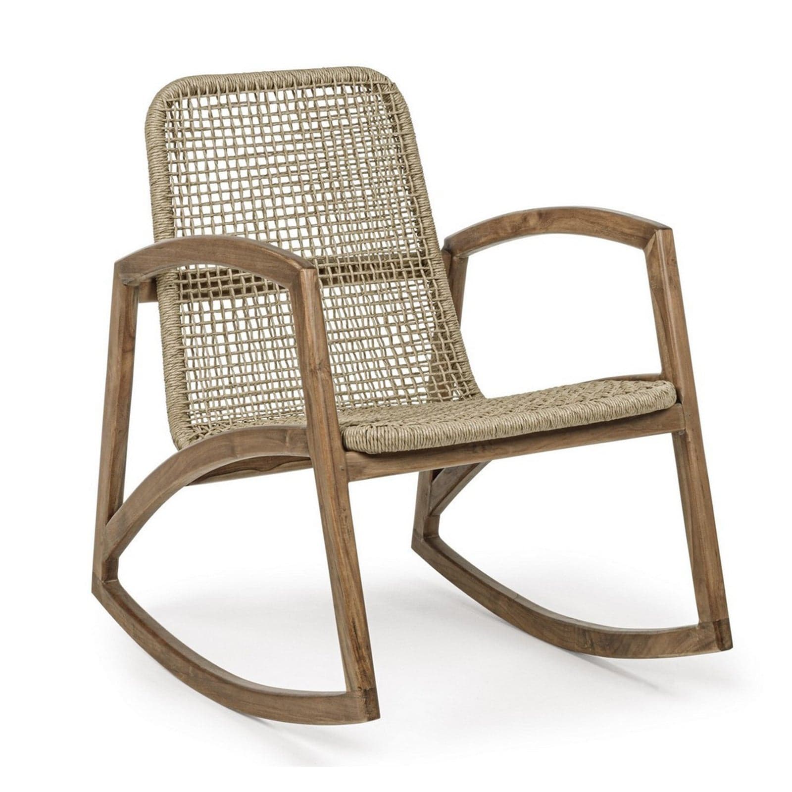 Poltrona "Adelita" con struttura in legno di teak, intreccio in fibra sintetica per esterno in Poltrone Decor Space - Altamura, commercioVirtuoso.it