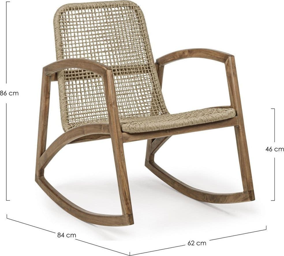 Poltrona "Adelita" con struttura in legno di teak, intreccio in fibra sintetica per esterno in Poltrone Decor Space - Altamura, commercioVirtuoso.it