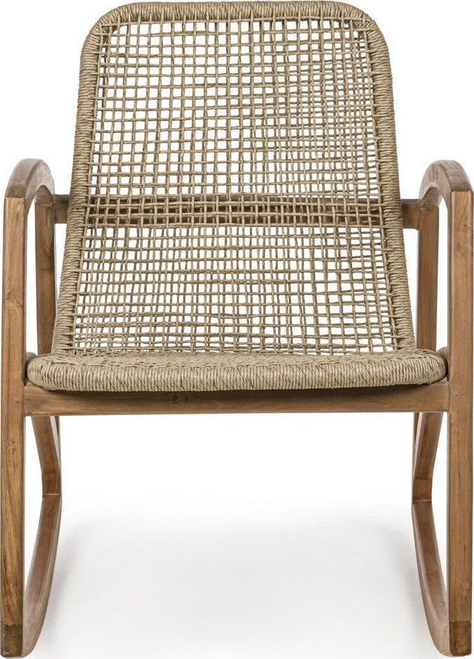 Poltrona "Adelita" con struttura in legno di teak, intreccio in fibra sintetica per esterno in Poltrone Decor Space - Altamura, commercioVirtuoso.it