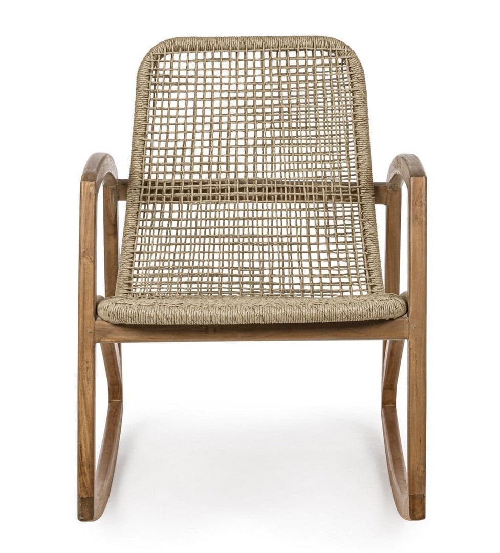 Poltrona "Adelita" con struttura in legno di teak, intreccio in fibra sintetica per esterno in Poltrone Decor Space - Altamura, commercioVirtuoso.it
