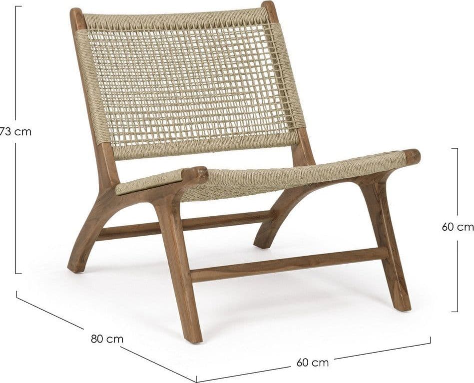 Poltrona "Adelita" con struttura in legno di teak, intreccio in fibra sintetica per esterno in Poltrone Decor Space - Altamura, commercioVirtuoso.it
