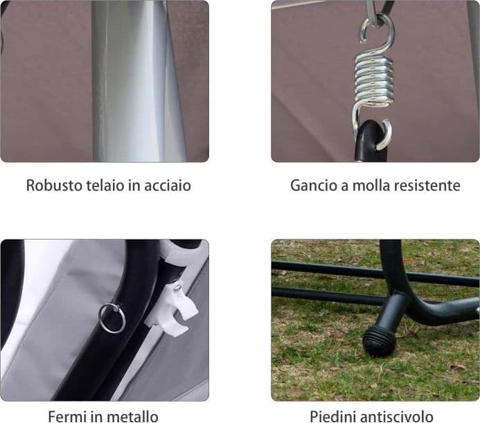 Dondolo "Antigua" 3 posti altalena da giardino e veranda reclinabile a letto 200 cm in Dondoli coperti Decor Space - Altamura, commercioVirtuoso.it
