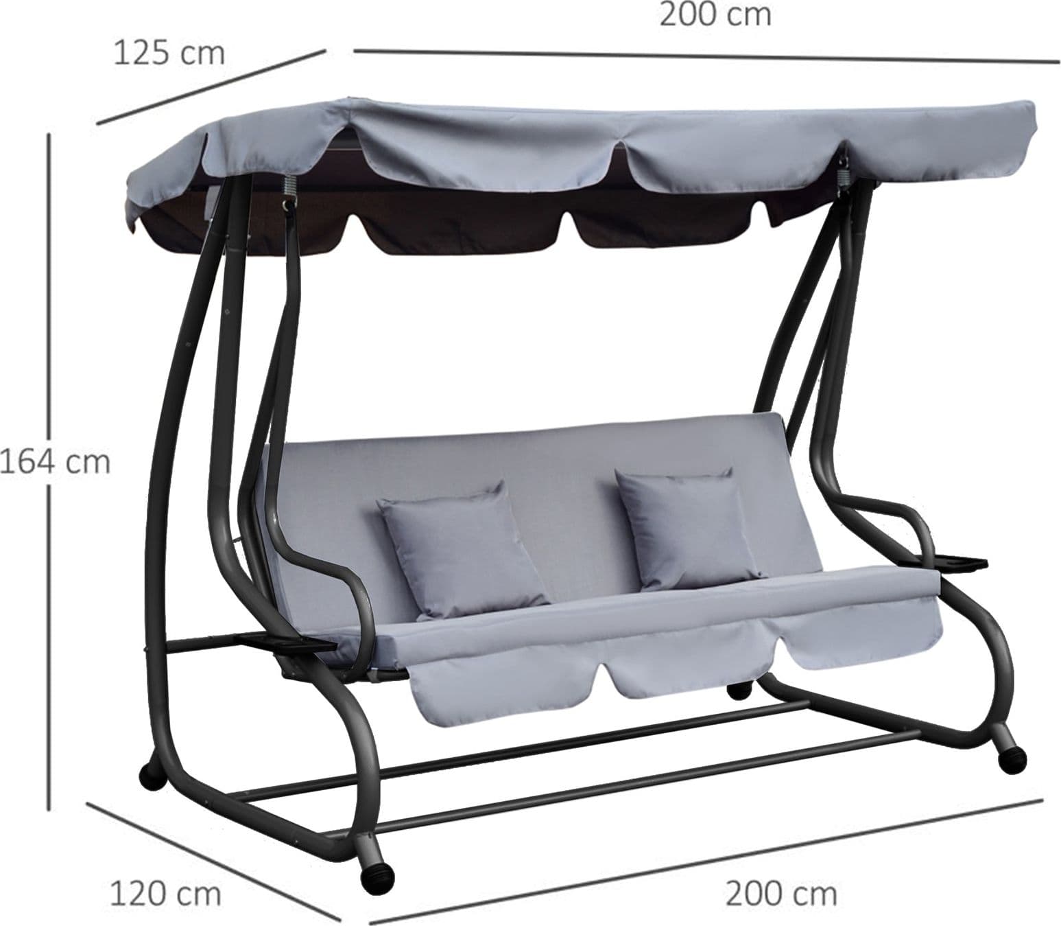Dondolo "Antigua" 3 posti altalena da giardino e veranda reclinabile a letto 200 cm in Dondoli coperti Decor Space - Altamura, commercioVirtuoso.it