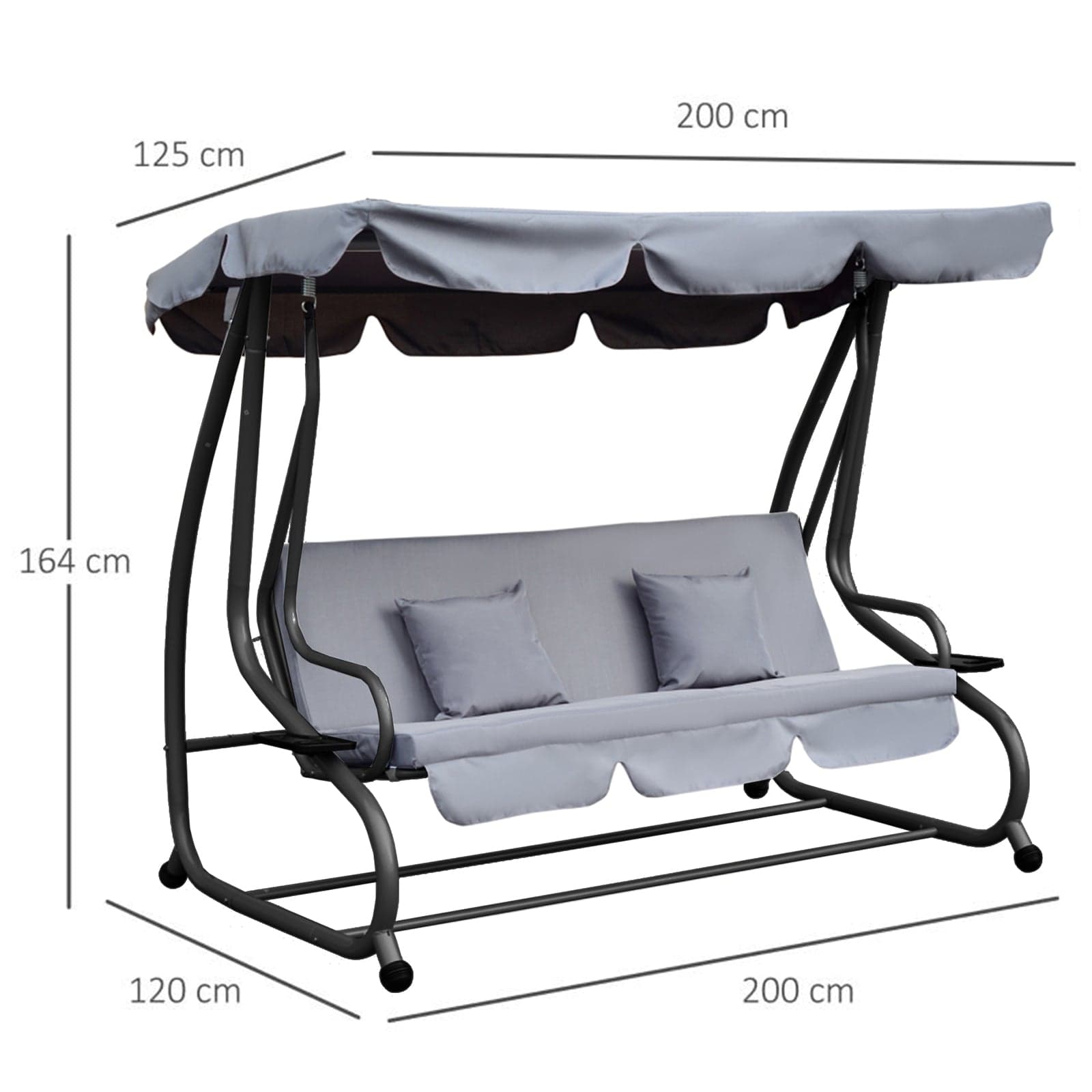 Dondolo "Antigua" 3 posti altalena da giardino e veranda reclinabile a letto 200 cm in Dondoli coperti Decor Space - Altamura, commercioVirtuoso.it