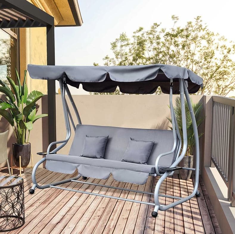 Dondolo "Antigua" 3 posti altalena da giardino e veranda reclinabile a letto 200 cm in Dondoli coperti Decor Space - Altamura, commercioVirtuoso.it