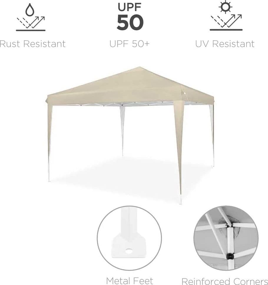 Gazebo pieghevole Beige da giardino 3 x 3 mt per esterno impermeabile Giardino e giardinaggio/Arredamento da giardino e accessori/Ombrelloni tende e tettucci parasole/Gazebo Decor Space - Altamura, Commerciovirtuoso.it