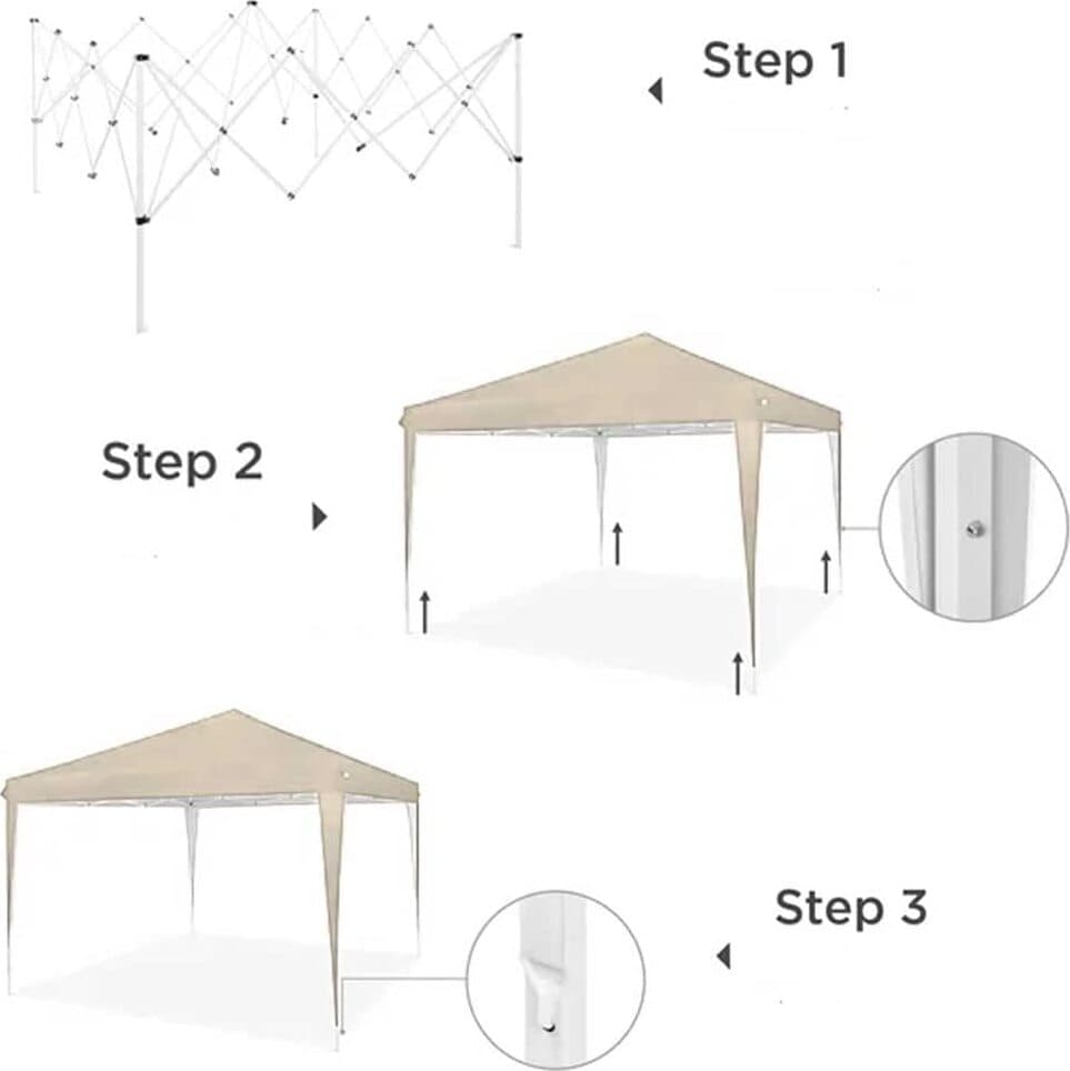 Gazebo pieghevole Beige da giardino 3 x 3 mt per esterno impermeabile Giardino e giardinaggio/Arredamento da giardino e accessori/Ombrelloni tende e tettucci parasole/Gazebo Decor Space - Altamura, Commerciovirtuoso.it