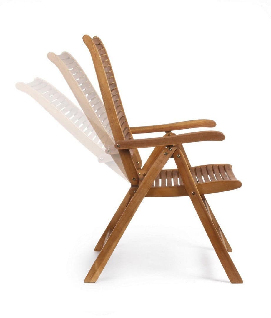 Poltrona "Noemi" a 5 posizioni con braccioli, struttura in legno di acacia, reclinabile in Poltrone Decor Space - Altamura, commercioVirtuoso.it