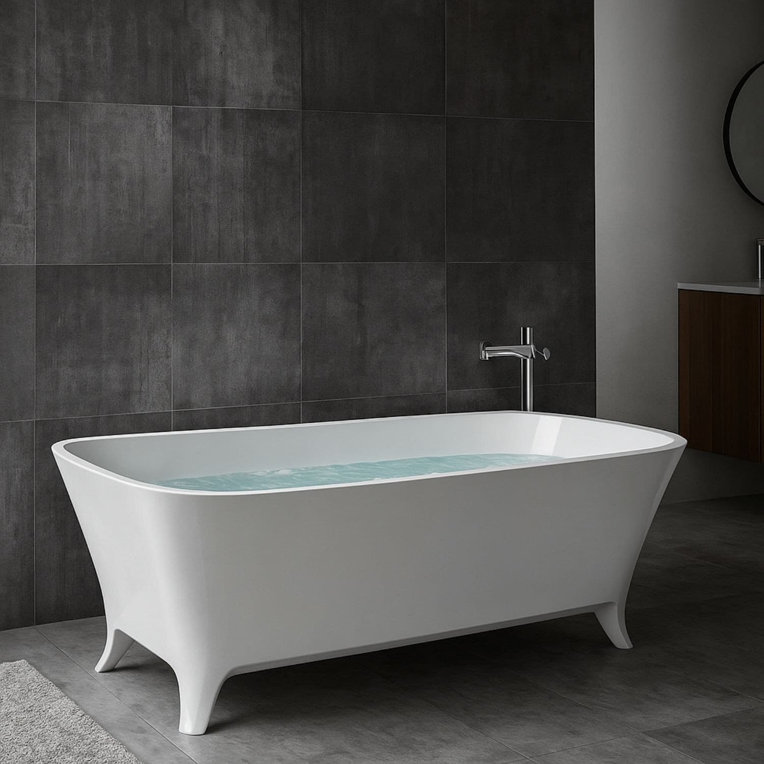 Vasca Da Bagno Free Standing Hannah In Artificial Stone Bianco Opaco - 3