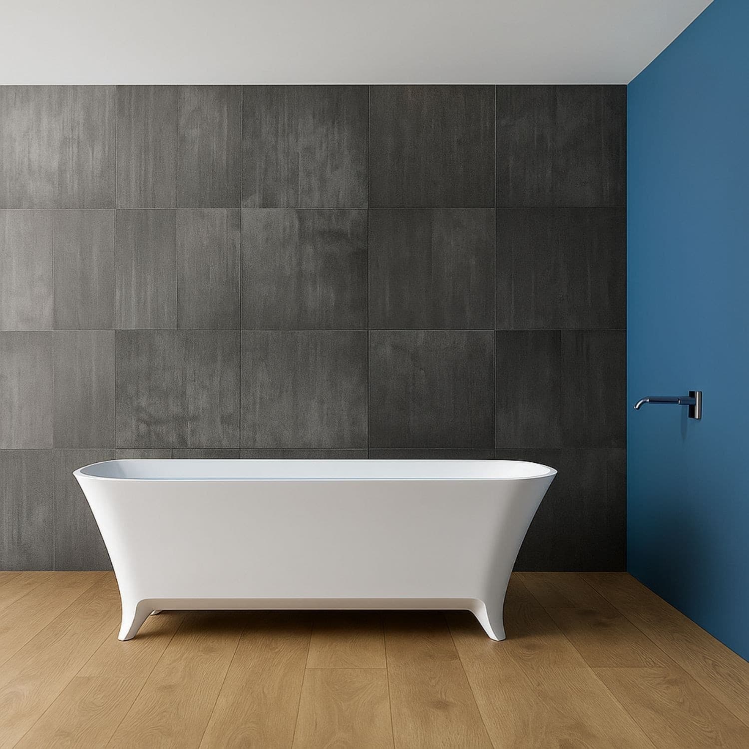 Vasca Da Bagno Free Standing Hannah In Artificial Stone Bianco Opaco - 5