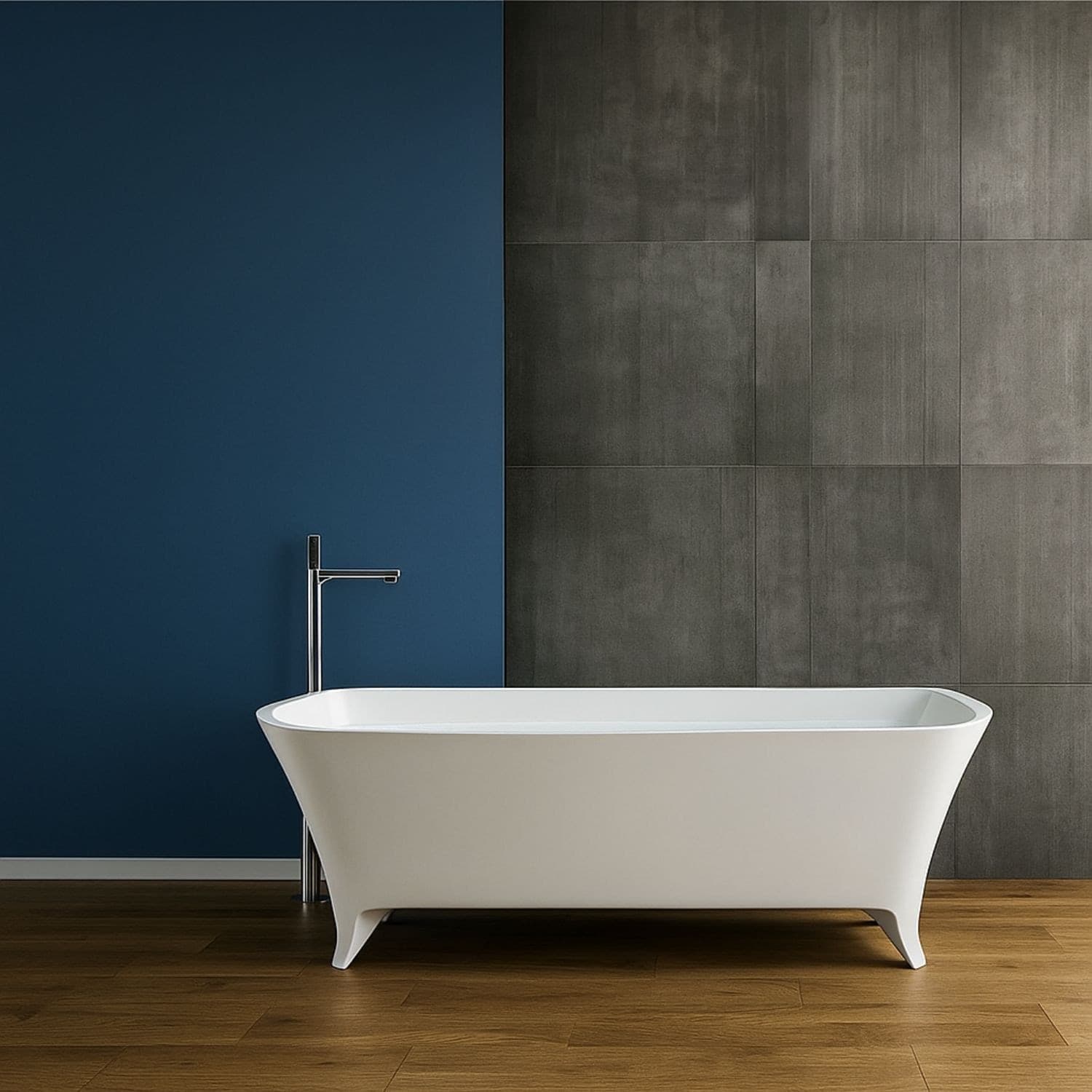 Vasca Da Bagno Free Standing Hannah In Artificial Stone Bianco Opaco - 6