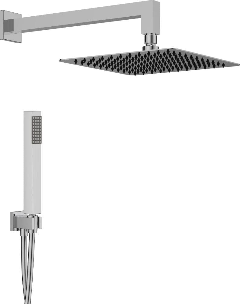Kit Doccia con soffione quadro cm 25x25 con braccio doccino e flessibile da cm 150 - 13