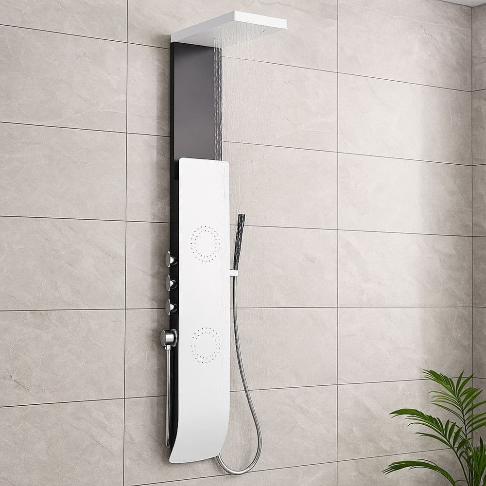 Colonna Doccia TEC Alluminio Bianco  Nero Getti Idro Arredamento H150xL22 - 7