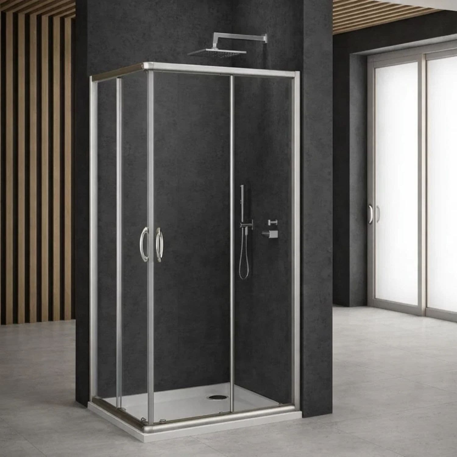 Cabina Doccia Angolare Con Ante Scorrevoli Cristallo Temprato 6 mm - 8