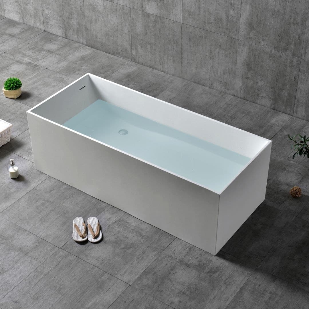 Vasca Da Bagno Free Standing Ines Artificial Stone Bianco Opaco Matt - 3