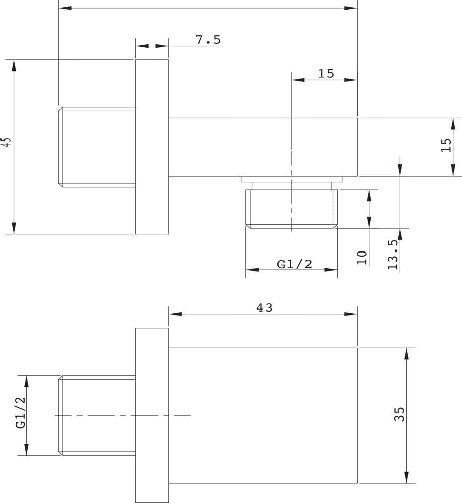 Ogomondo Presa Acqua Rettangolare In Ottone Cromato 1/2” MM - 2