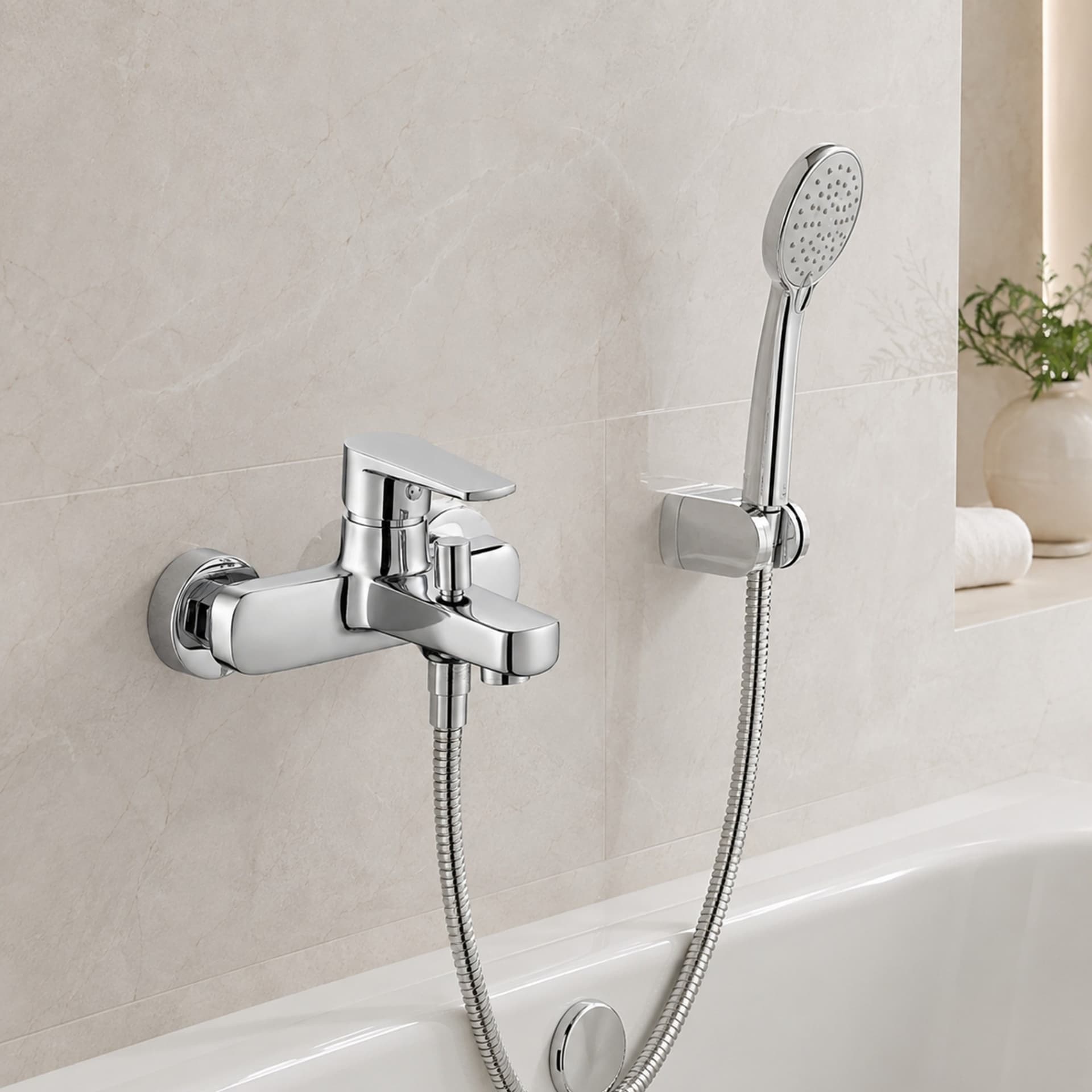 Miscelatore Rubinetto Esterno Vasca Asia In Ottone Cromato Con Doccia - 2