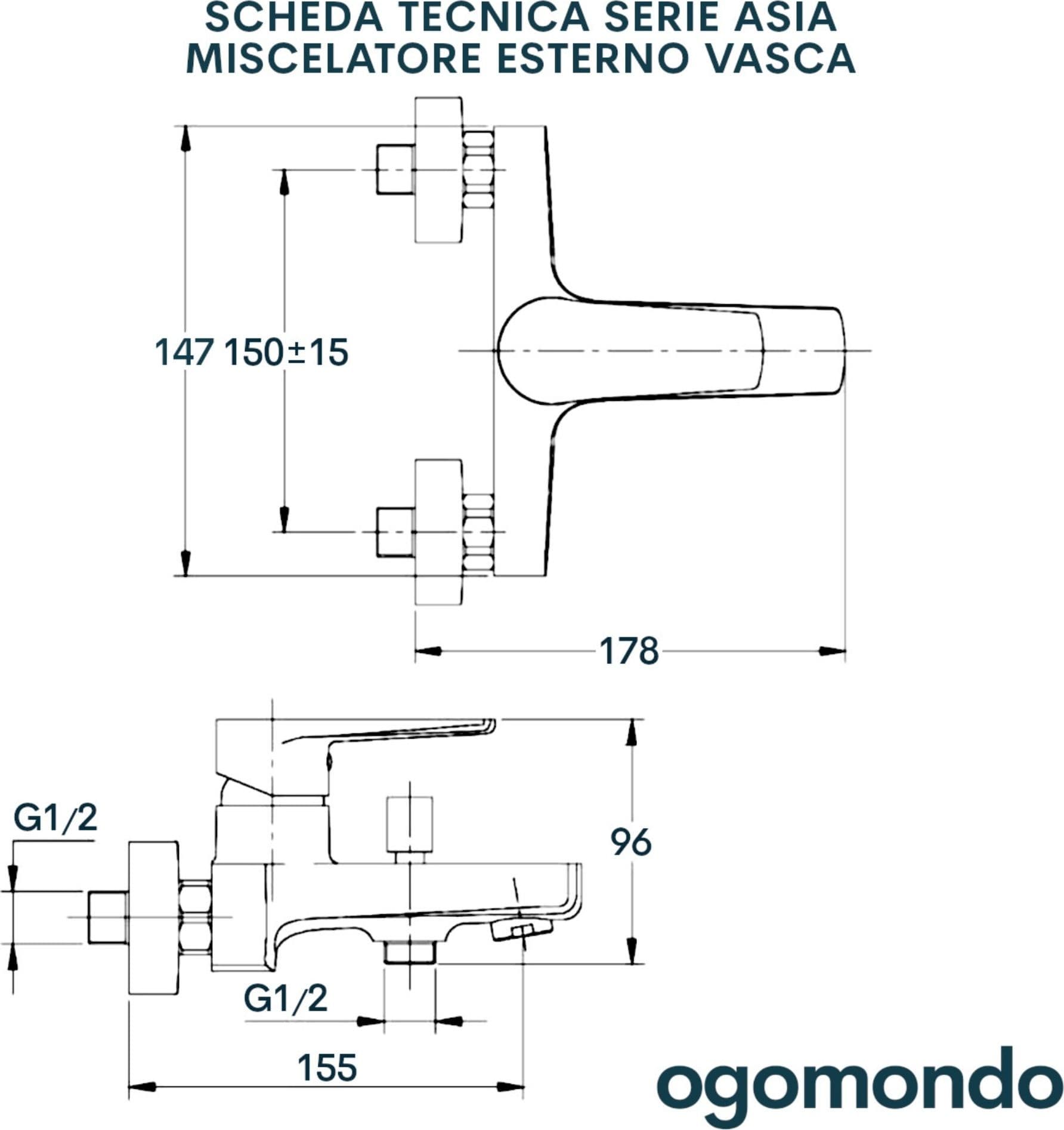 Miscelatore Rubinetto Esterno Vasca Asia In Ottone Cromato Con Doccia - 6