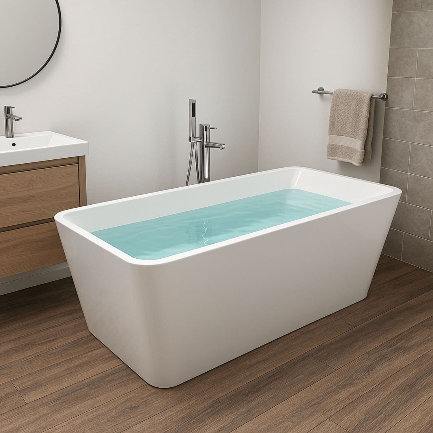 Vasca da bagno freestanding Rettangolare acrilico bianco lucido 3 misure - 3
