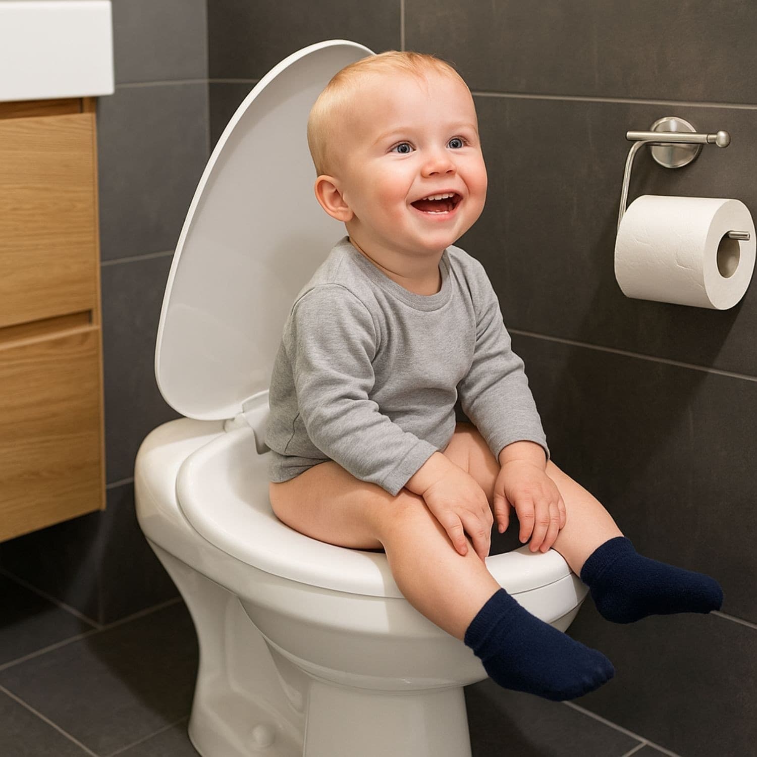 Sedile Wc Copri Water Tavoletta Vaso Universale Bianco Polipropilene PP Baby Family Sistema Soft Closing Bagno - 6