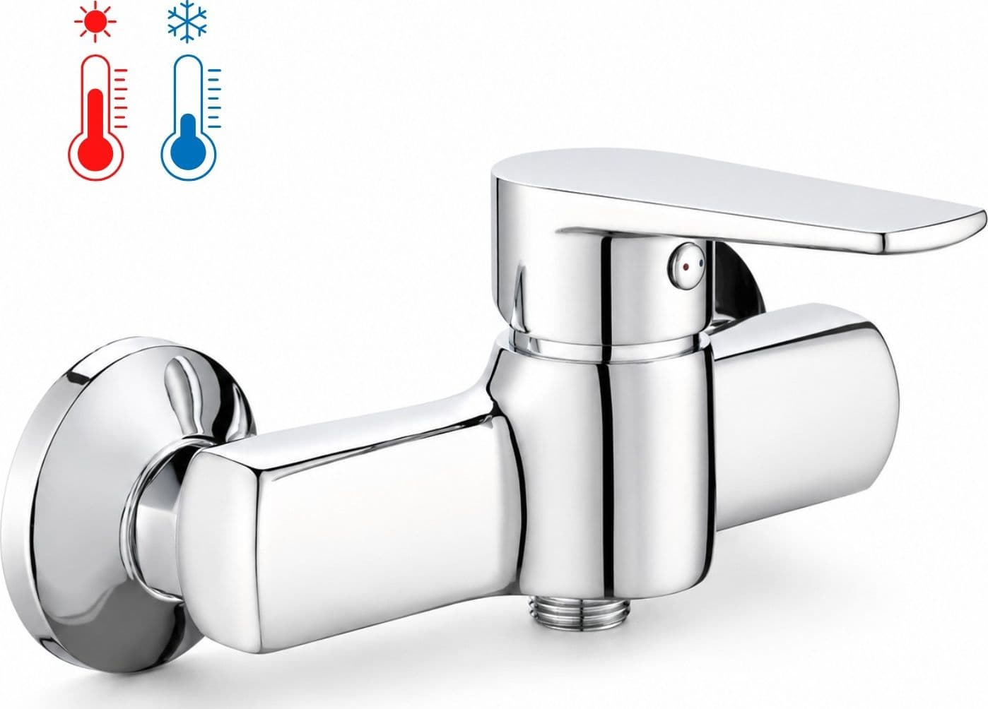 Miscelatore Monocomando Asia Esterno da Doccia in Ottone Colore Cromato - 2