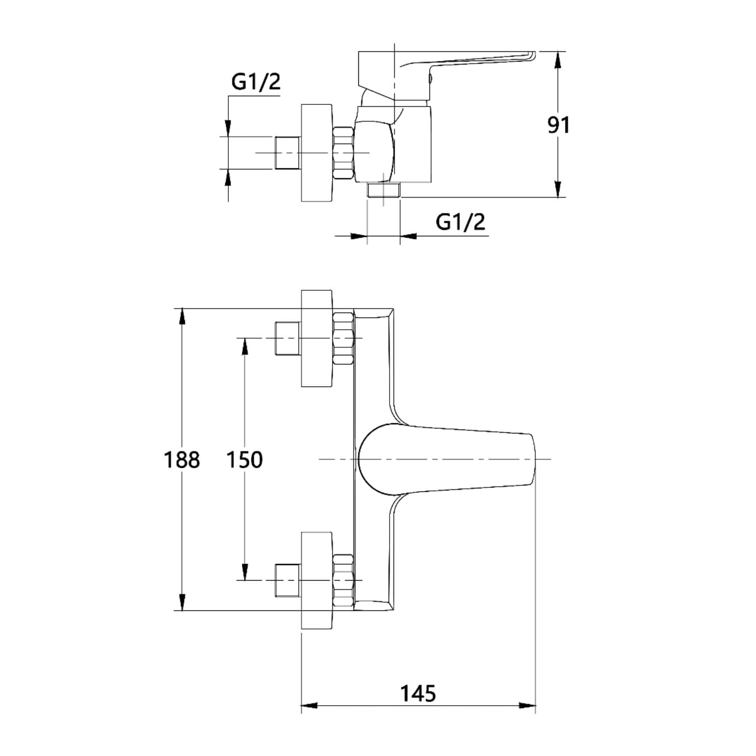Miscelatore Monocomando Asia Esterno da Doccia in Ottone Colore Cromato - 5